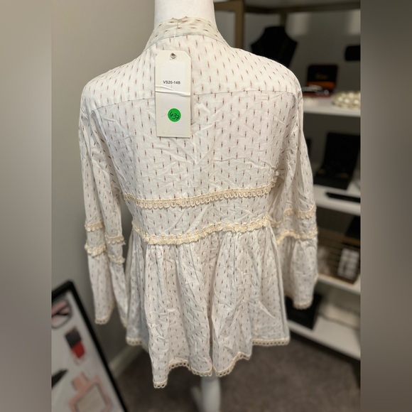 Anthropologie x Barok Paris Beige Cardigan With Ties and Flowers NWT Medium - Picture 4 of 9